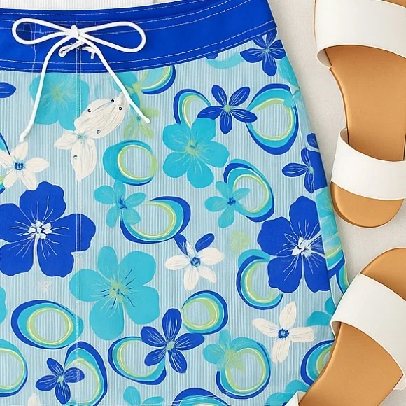 Water Girl by Patagonia Blue Print Hiking Surf ‎ Skirt Size 6 Hibiscus comfort - Picture 16 of 16